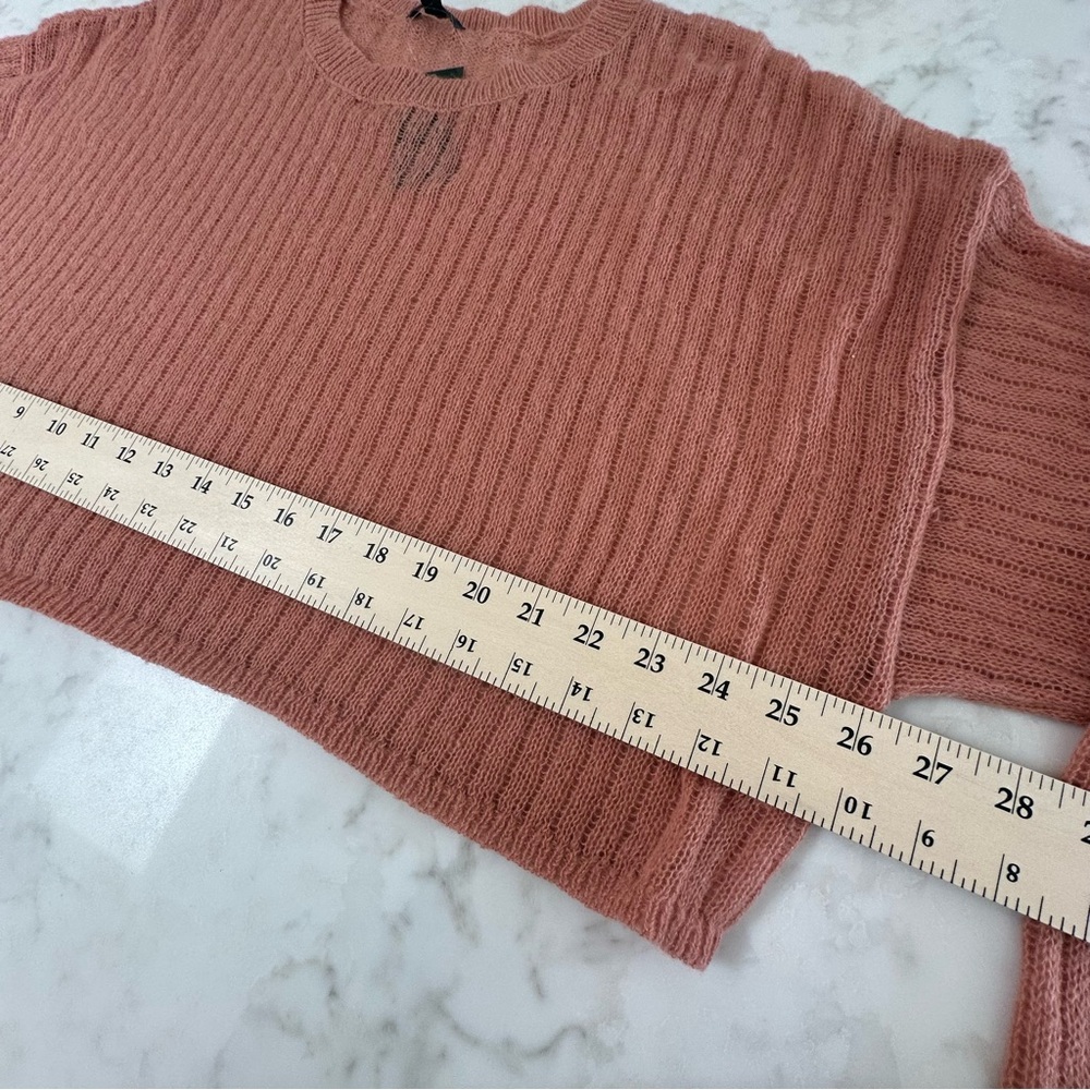 NEW Wild Fable Pink/Rose colored Ribbed Knit Boho Cropped Sweater XL - Picture 14 of 16